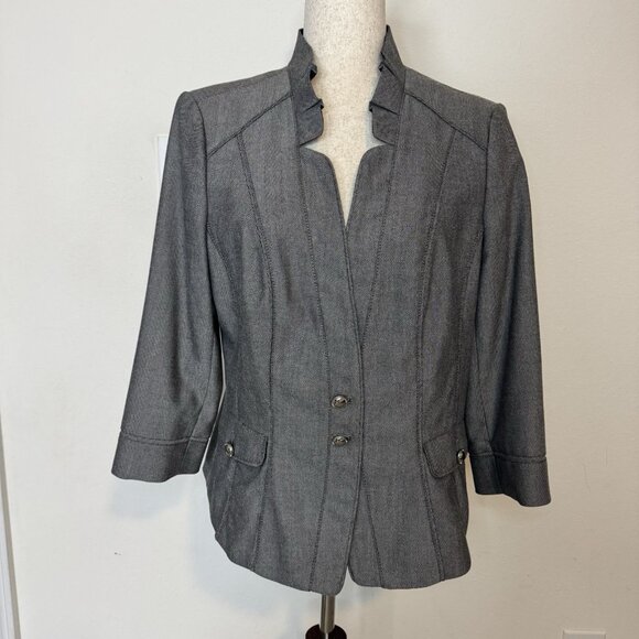 WHBM White House Black Market Blazer Jacket Long Sleeve Women's Size 14 Gray - Picture 1 of 16